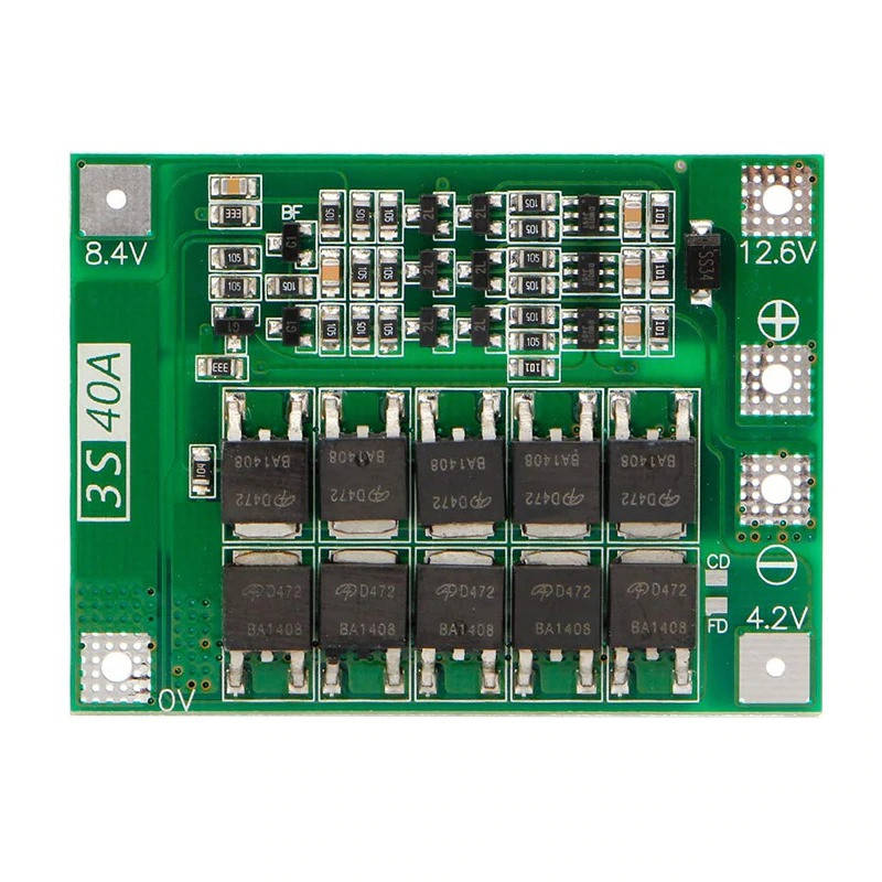 

Контроллер заряда - разряда BMS 3S, 12В, 40А, 3-х Li-Ion, 18650