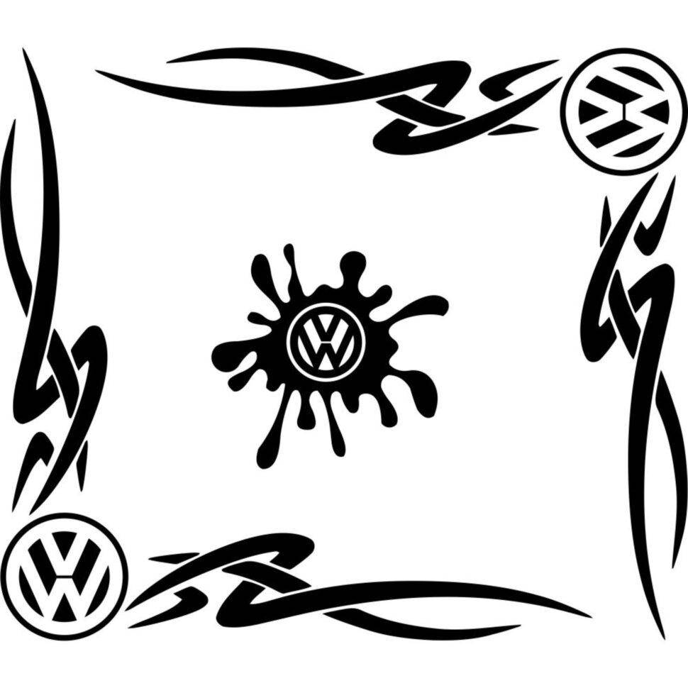 

Набор наклеек на автомобиль - Уголки на боковые стекла Volkswagen Tribal v3