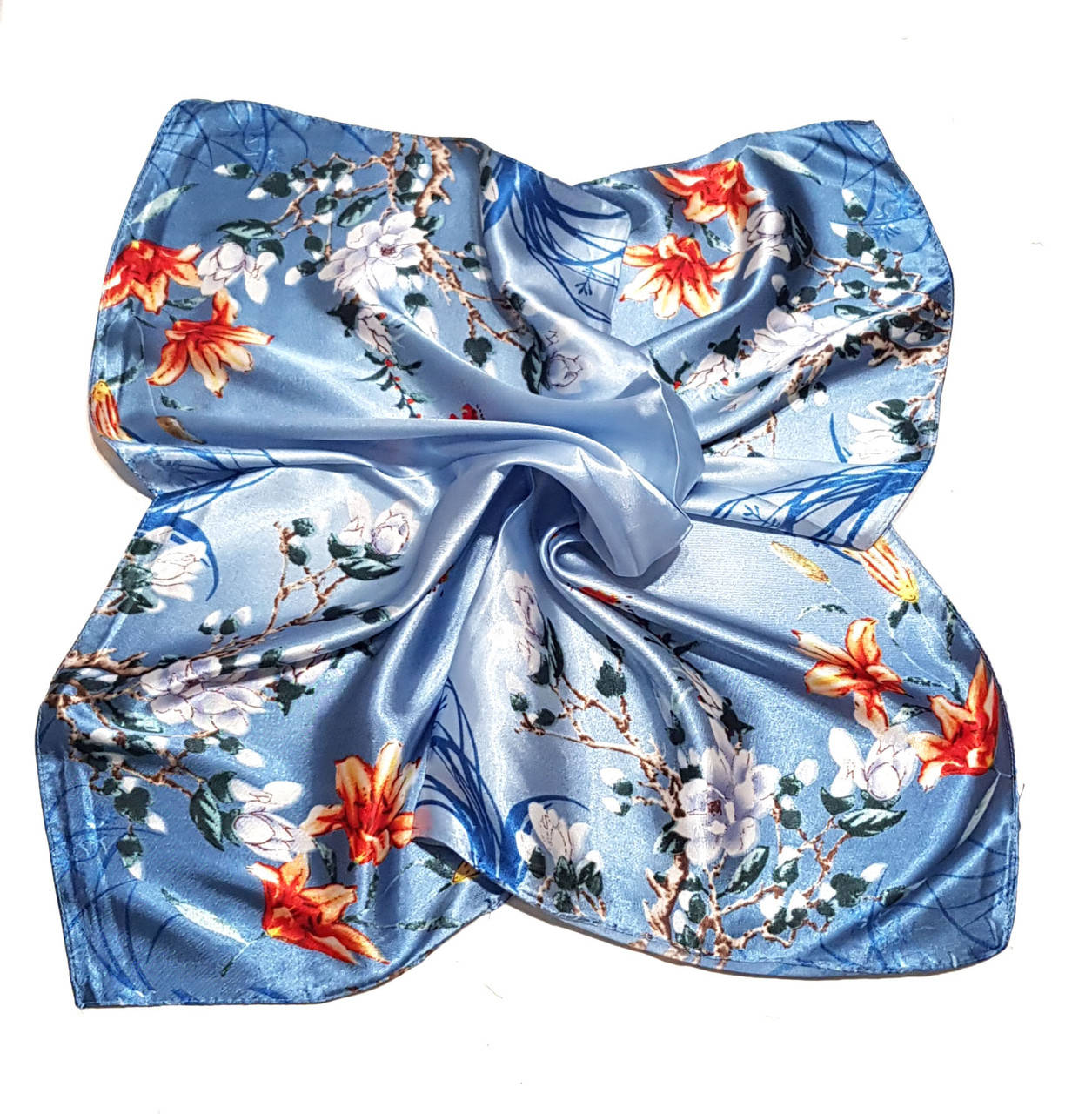 

Платок малегький шейный на сумку на шею на прическу шелковый Клер, Синий