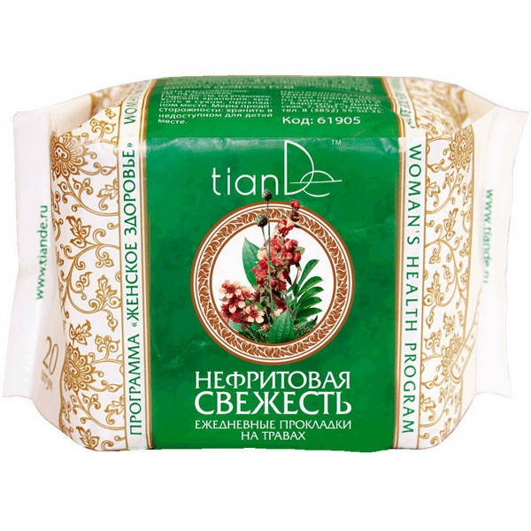 

Ежедневные прокладки на травах TianDe Нефритовая свежесть, 20шт(код 61905)Тианде