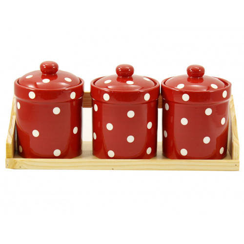 

Набор банок для сыпучих на подставке Interos 3пр 500мл Горох ZFC048 FB