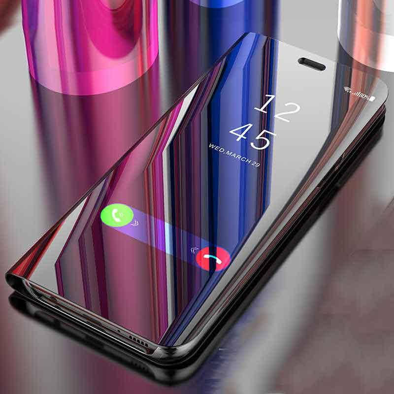 

Зеркальный чехол-книжка с функцией подставки для Huawei P smart 2019год (Black), Черный