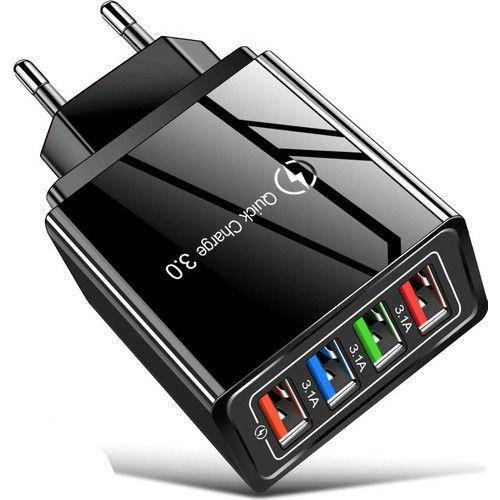 

Мережевий зарядний пристрій QC 4 USB Fast Charge Black, Черный