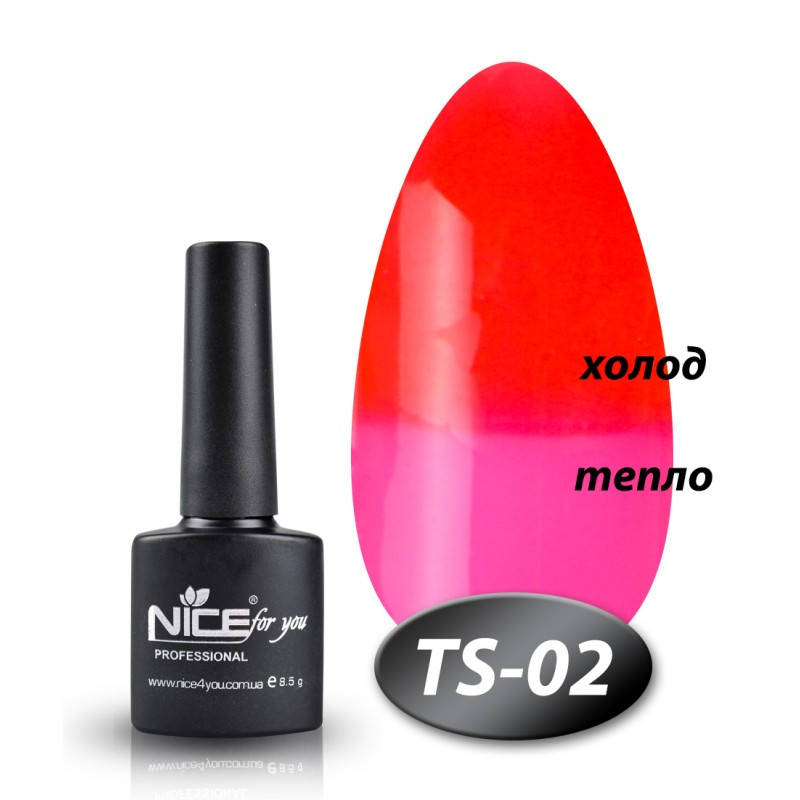 

Термо гель лак TS-02 Nice for you красный розовый-неон 8,5 мл