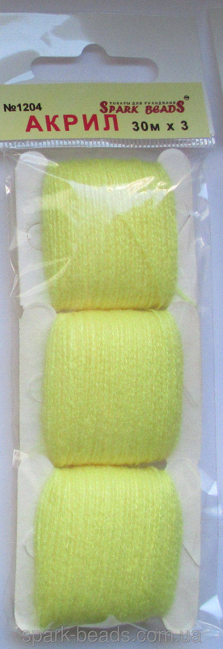 

Акриловая нить для вышивки 1204. Цвет бледно-жёлтый, Желтый