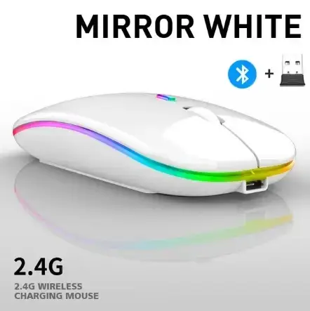 

Мышка беспроводна с аккумулятором Bluetooth BT5.2 + 2.4GHz 1600DPI White