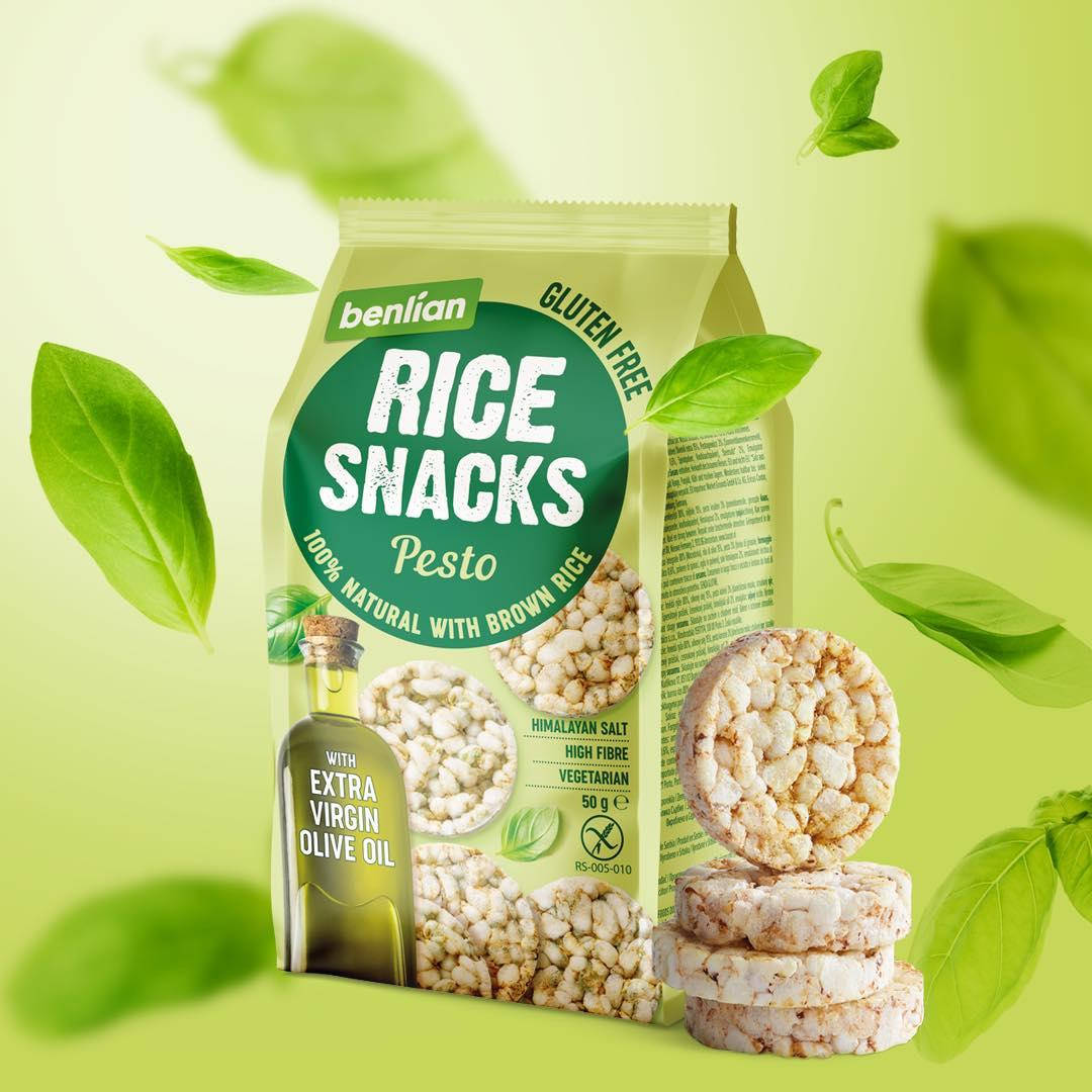 

Хлебцы рисовые со вкусом песто Benlian Rice 50г (сухарики, снеки)