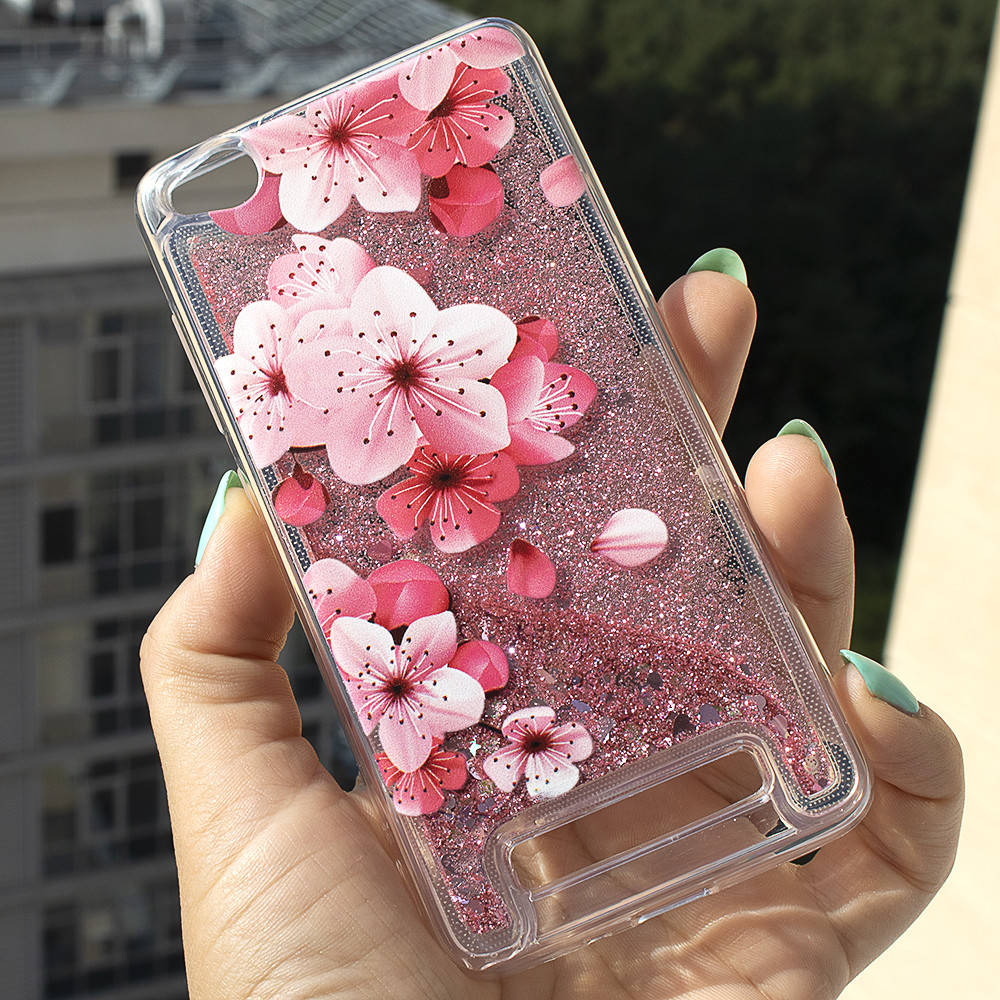

Чехол Glitter для Xiaomi Redmi 4A Бампер Жидкий блеск Sakura