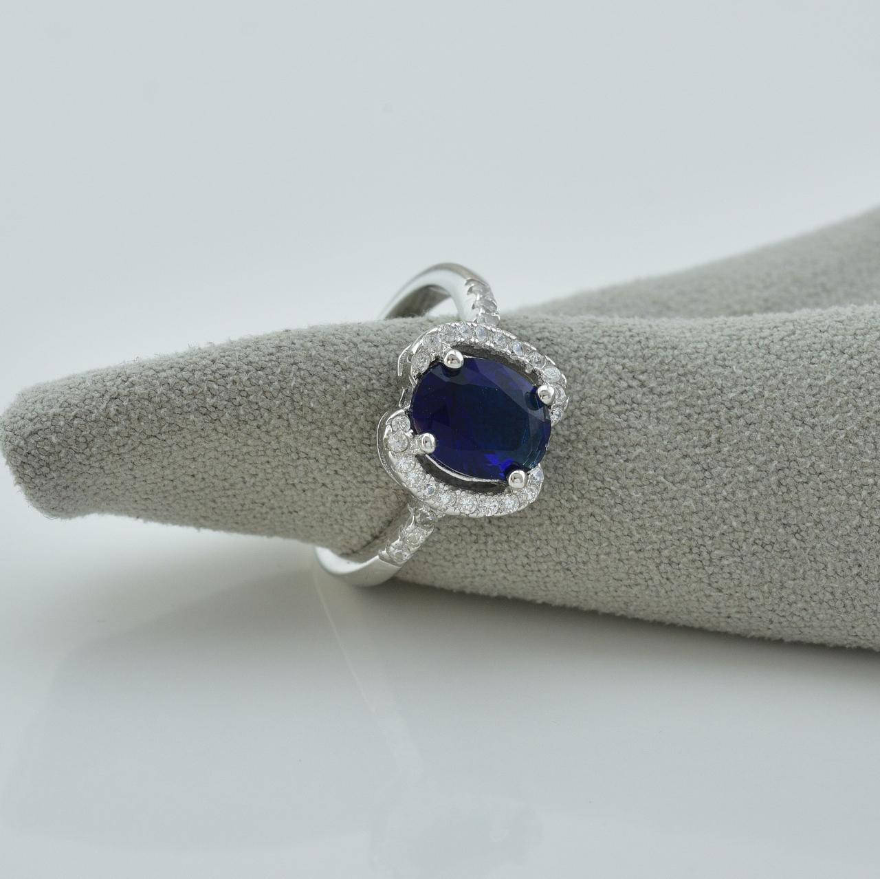 

Кольцо серебряное женское вставка синие фианиты размер 16