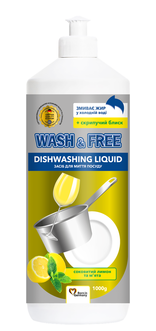 

Средство для мытья посуды "Wash&Free" лимон и мята 1000г