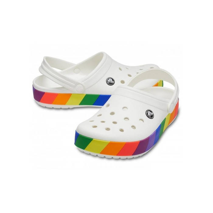 

Тапочки женские Сабо Кроксы Crocs Crocband (белые радуга) 39