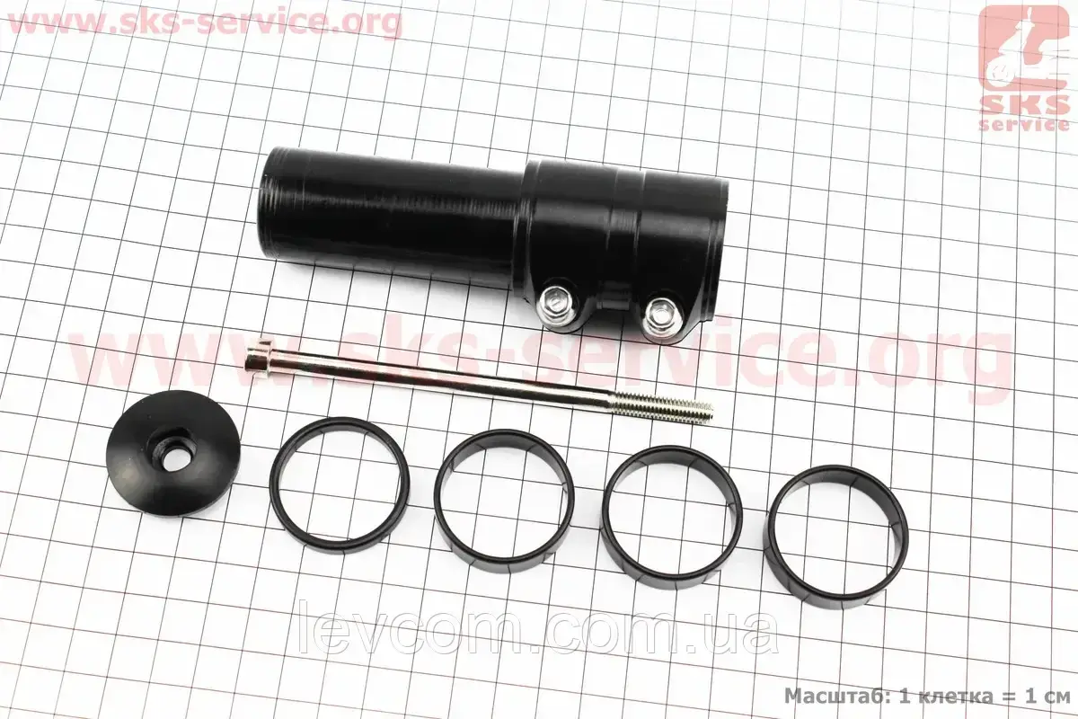 

Удлинитель штока вилки 1 1/8” (28.6 мм)х115mm в сборе, алюминиевый, черный