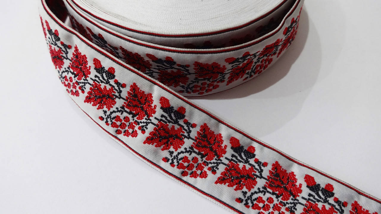 

Лента с украинским орнаментом Красная калина 32 мм, Красный
