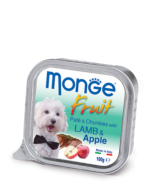 

Влажный корм MONGE Монж DOG FRUIT с ягненком и яблоком, 0,1 кг