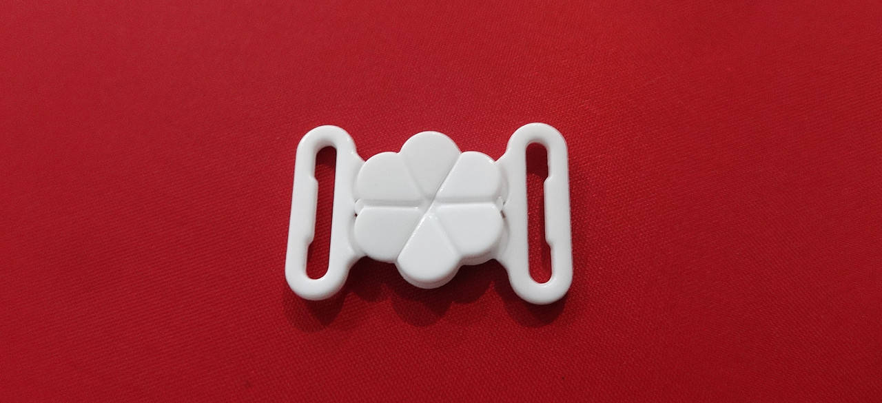 

Застежка для бюстгальтера 15 мм белая пластик, Белый