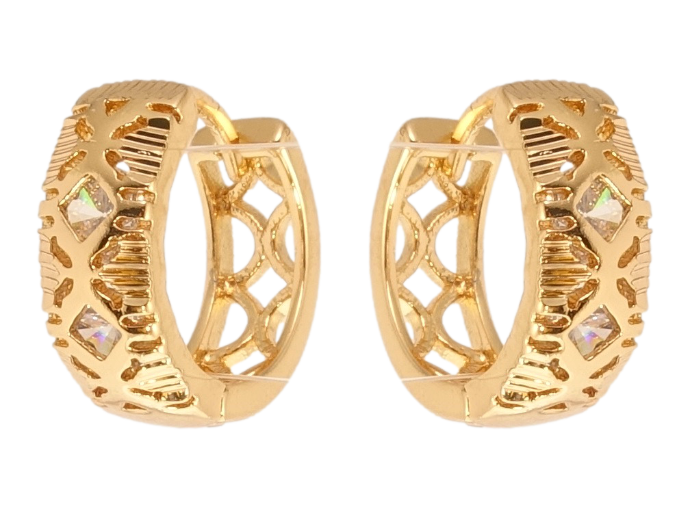 

Серьги Xuping Позолота 18K колечки "Резной орнамент с цирконием"