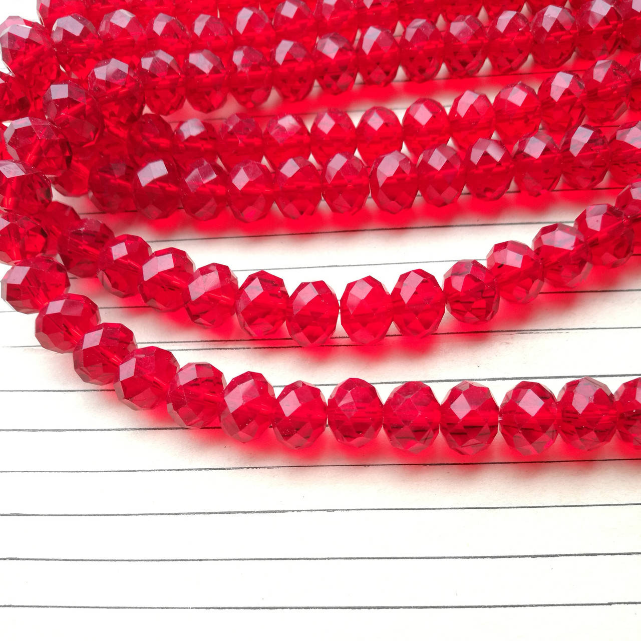 

Кришталева намистина, рондель, червона, 10х12 мм