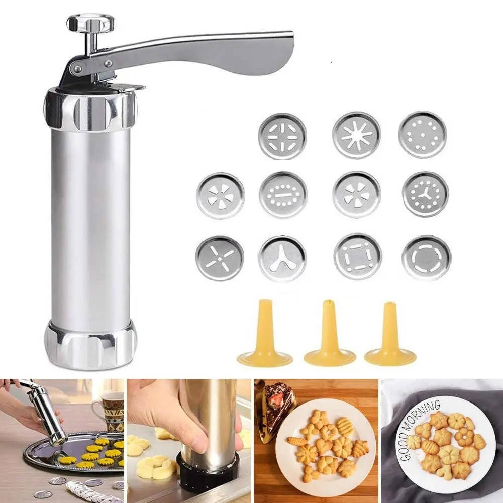 

Кондитерский шприц пресс дозатор для крема теста выпечки и десертов Biscuits Cookie Press 11 насадок
