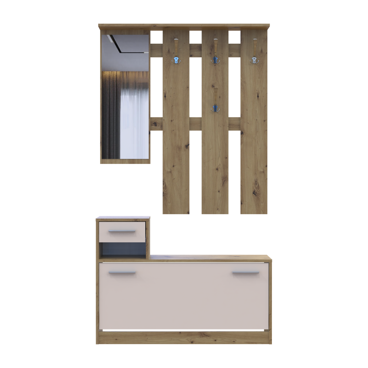 Передпокій Doros Alice Дуб Евок/Кашемір 1 дзеркало 100х27х182.9 (44900360) 2