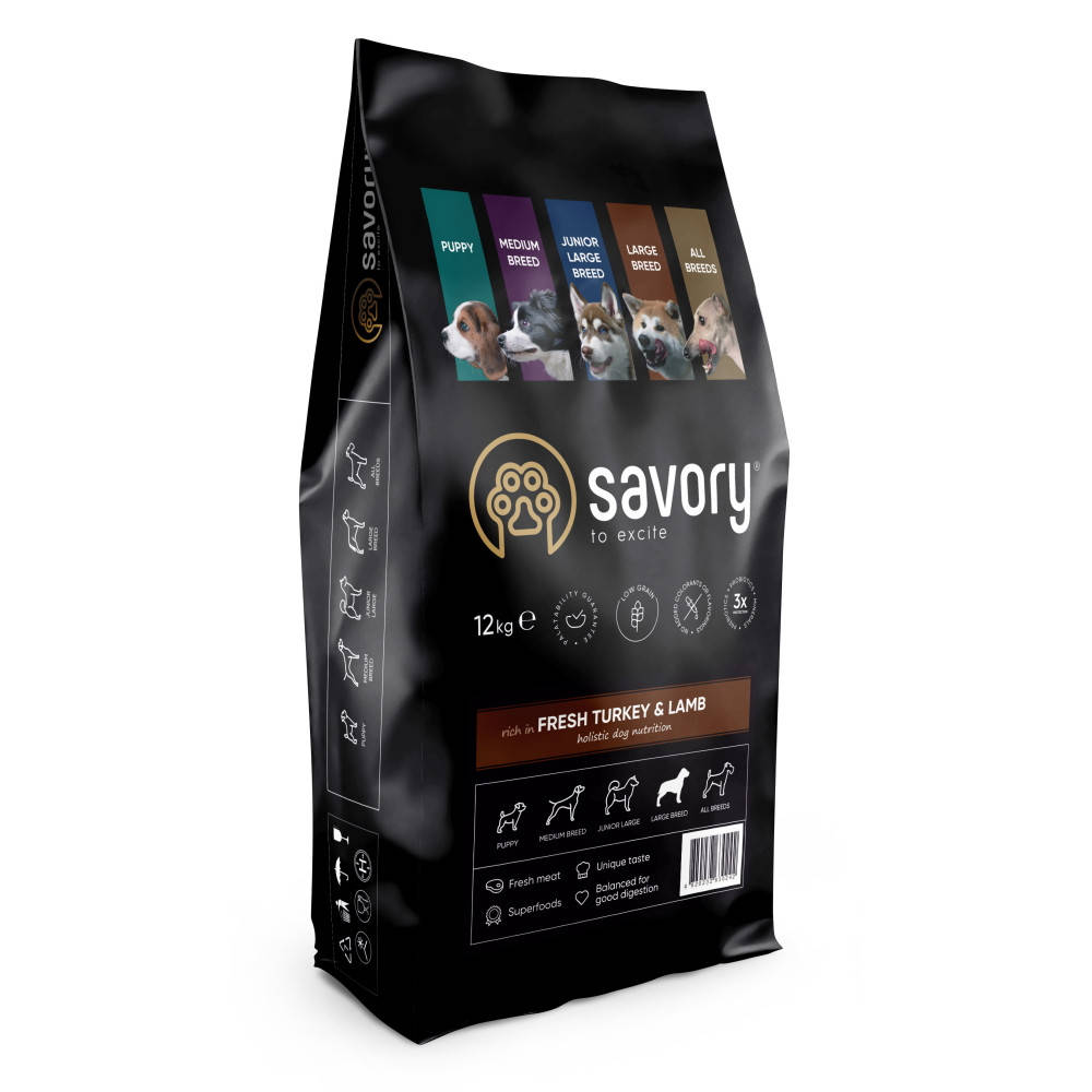 

Сухой корм Savory Large Breeds для собак крупных пород с индейкой и ягненком 12кг