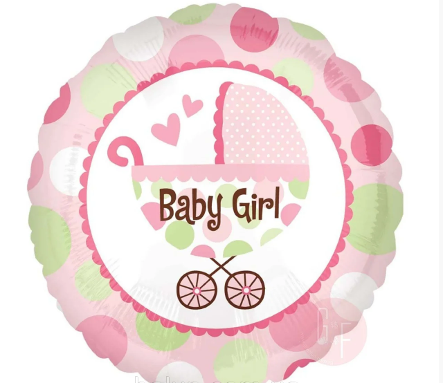

Фольгированный круг с рисунком 18"(45см) "Baby Girl коляска розовая", Китай