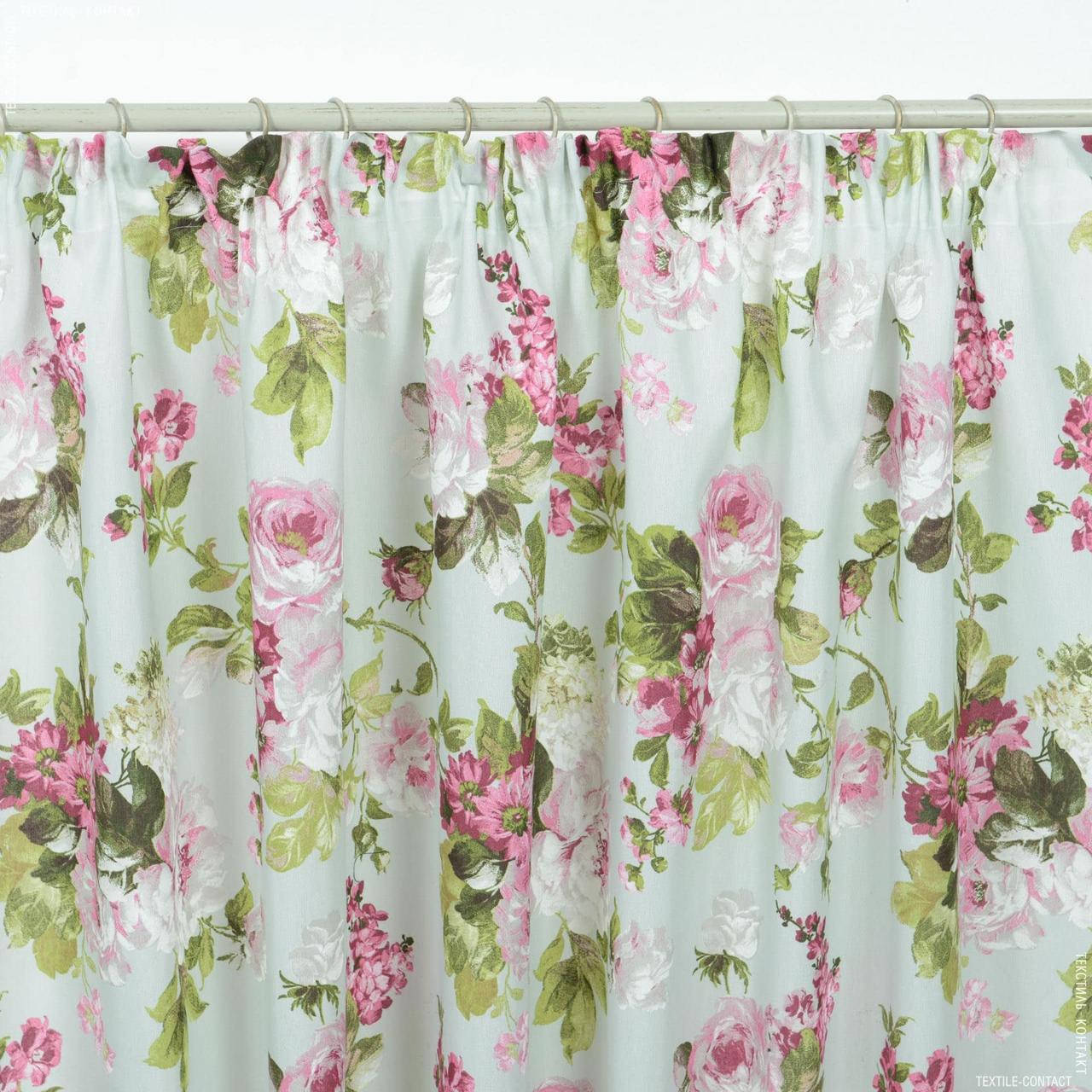 

Штора лонета принт флорал / цветы лазурь 150/270 см, Розовый