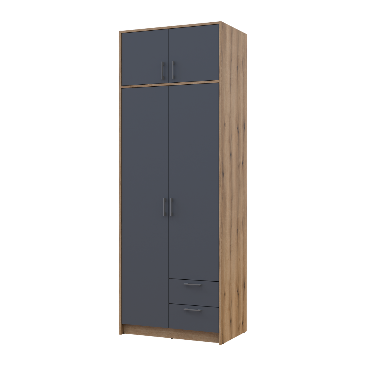 Розпашна Шафа для одягу Doros Ронді з антресолею Дуб Артізан/Графіт 2ДСП 82х52х236 (80737808)
