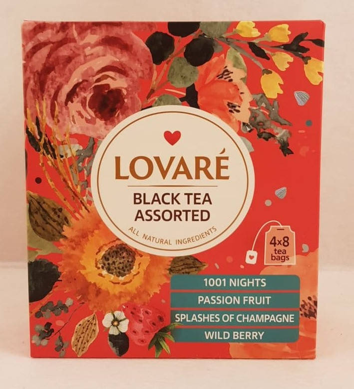 

Чай черный в пакетиках Ловаре Ассорти Lovare Assorted Black Tea 32 шт по 2 г в конверте