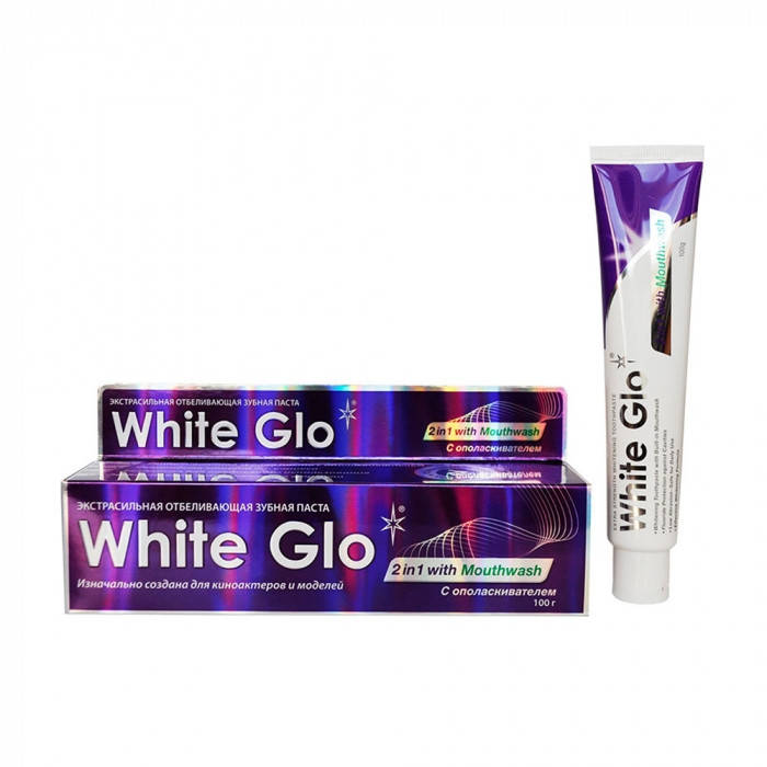 

White Glo зубная паста 100гр отбеливающая 2в1 с ополаскивателем