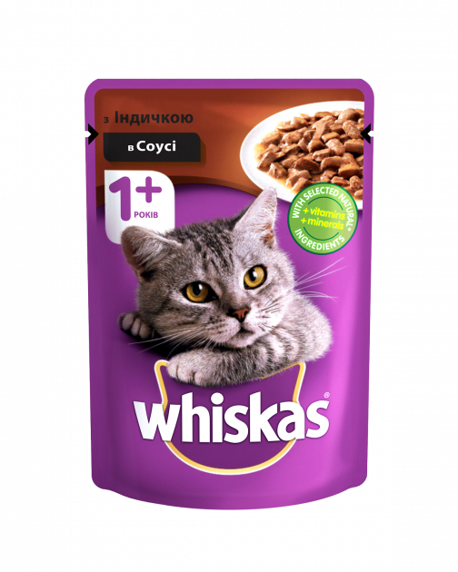 

Влажный корм для котов Whiskas Вискас с индейкой в соусе, 100 г